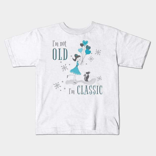 Retro Classic Girl Kids T-Shirt by Simply Robin Creations